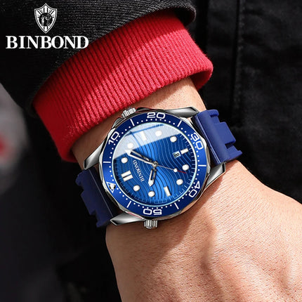 BINBOND Brand New Fashion Ultra-thin Sea Horse Series Men's Business Quartz Watches Waterproof Luminous Sports Casual Men's Watch