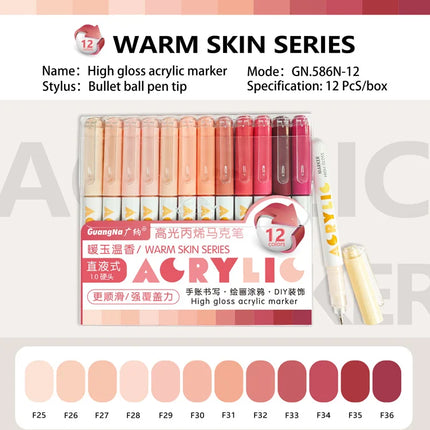 Guangna 168/72 Colors High Gloss Acrylic Marker Pen Set,Hard Headed Drawing Pens,Professional-Grade Paint Pen for DIY Graffiti