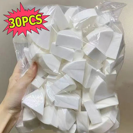 Triangle Soft Makeup Sponge 30Pcs/Set Wet and Dry Use Fan Shaped Puff Foundation Concealer Smearing Powder Puff Cosmetics Tool