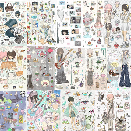 Vintage-Toned Girl Sticker Collection | Nostalgic Aesthetic Decals for Journaling, Scrapbooking & DIY Crafts