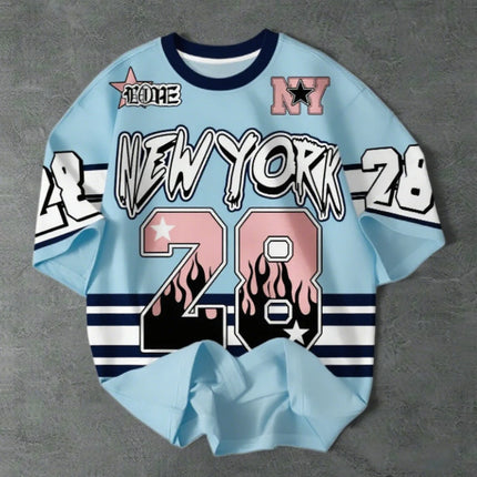 Girl's Boy's Sports Jersey New York 28 Print Short Sleeve T-Shirt Summer Graphic Tee Plus Size Men's Women's Sports T-Shirt
