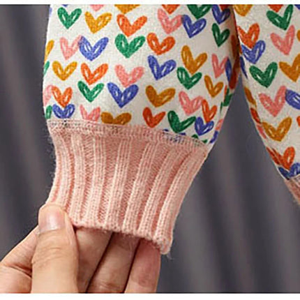 MILANCEL Kids Autumn Sweater Girls Sweet Fleece Padded Love Knitwear Children 1-7T Cute Knit Fashion Pullover