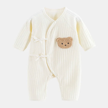 Four Seasons Newborn Baby Boy Girl Romper 100% Pure Cotton Soft Cartoon Bear Bodysuit with Hat