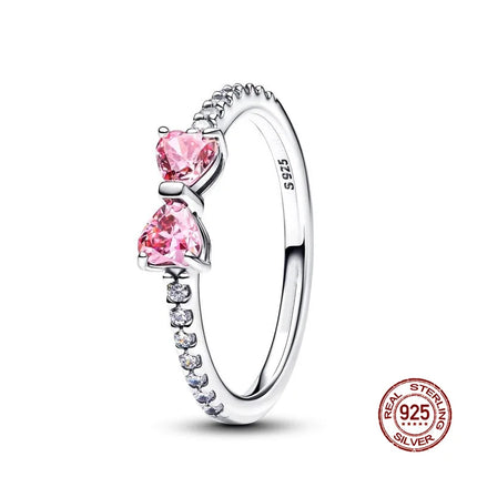 New 925 Silver Sun and Moon Love Princess Zircon Oxide Enamel Heart Love Ring Fashion Fine Jewelry For Women Gift Hypoallergenic
