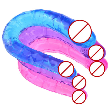 1PC Pink U-Shaped Soft Jelly Double Dildo Vibrating Vibrator for Couples Women Lesbian Gay Masturbator Anal Plug Sexual Toy