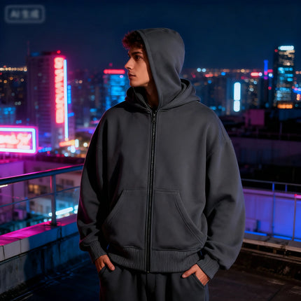 Men'sBalaclava Y2K Gothic Harajuku  Autumn Winter New Item Double Hooded Sweatshirt Homme Hooded Mask Zipper Sportswear