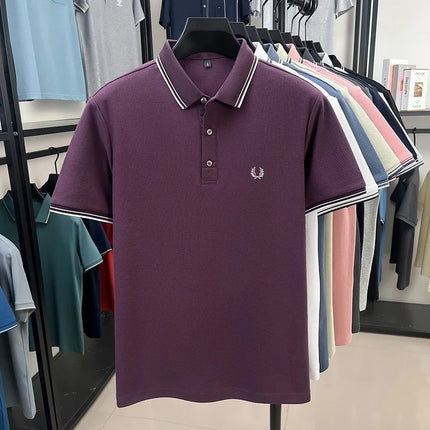 100% Pure Cotton High-End Brand Summer Designer Original Exquisite Embroidered Polo Shirt Men's Comfortable Casual Short Sleeve