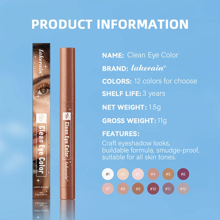 12Colors Metallic Eyeshadow Pencil Glitter Silkworm Liner Pen Highlighter Long Lasting Gold Blue Cream Eye Shadow Stick Makeup