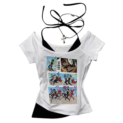 Jojo Bizarre Adventure crop top Aesthetic babydoll Streetwear shoujo girl style Fairy vintage cropped harajuku women's t-shirt