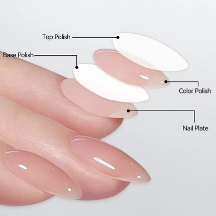 LILYCUTE 7ml 5Pcs Nail Base Top Polish Set Nail Care Polish Milky White Pink Strengthener Nail Hardener Kit Nail Art Varnish