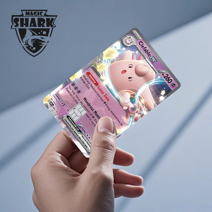 Magic Shark Tyranitar Pawmot Clefable Pokemons Slowking Victini Ex Soft PVC No Fade Skin Sticker for Credit Debit Metro Card