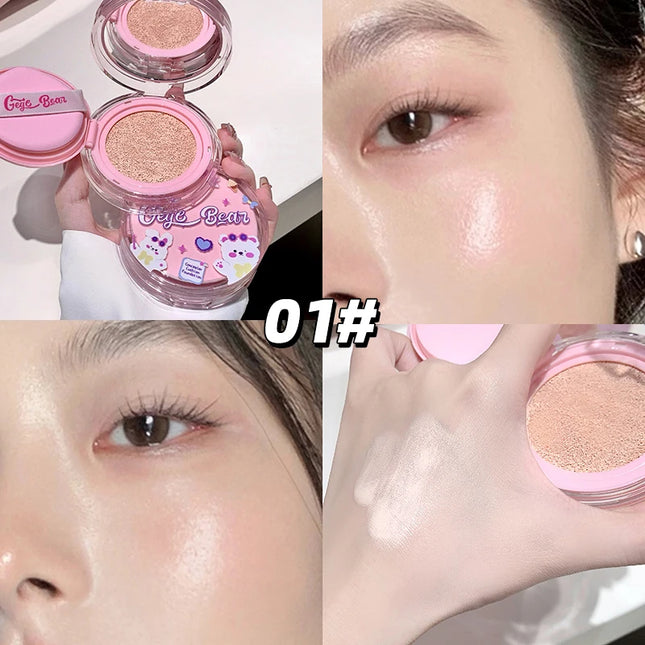 Gege Bear Clear  Air Cushion Cream, Natural, Hydrating, Long-Lasting, Coverage for Dry and Oily Skin Types to Even Skin Tone