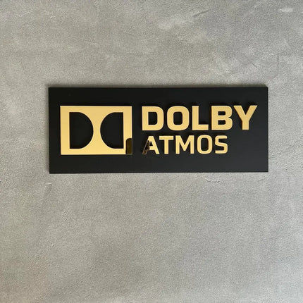 Dolby Atmos & DTS X Wall Signs Gold Mirror Acrylic Home Theater Plaque for Movie Room and Media Room Premium Cinema Room Decor