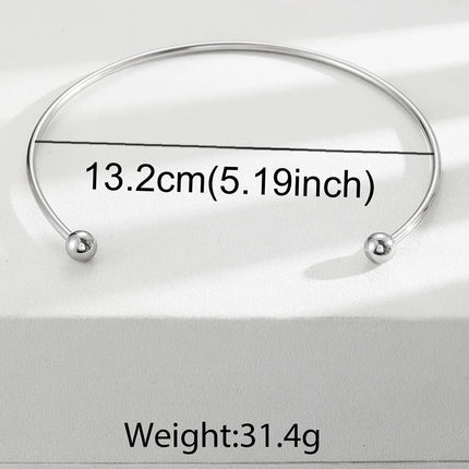 Stainless Steel Solid Ball Necklace for Women Punk Silver Color Adjustable Opening Necklace Bracelet Jewelry Accessories Gift
