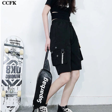 Techwear Women's Military Cargo Shorts Summer Multi Pocket Shorts Joggers Harajuku Casual Fitness Work Pants Grunge 2023 Beach