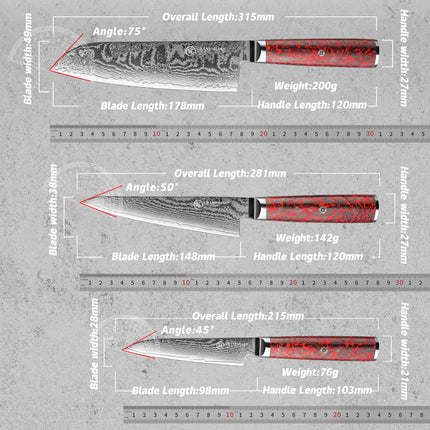 Grandsharp 1-6 PCS Kitchen Knives Set 67 Layers S35VN Powder Core Damascus Steel Sharp Chef Nakiri Paring Knife Cooking Tools