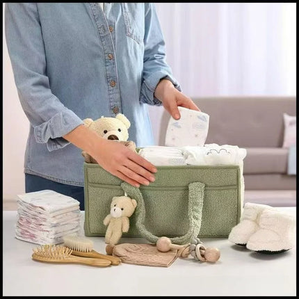 Large Capacity Plush Diaper Storage Bag Handheld Travel Essential Mommy Bag Baby Supplies