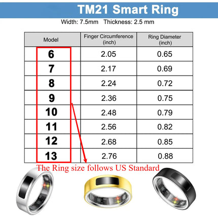 Qino K21 Smart Ring Health Monitor with Smart Touch Information vibration alert 5ATM Waterproof Skin Temperature Measurement