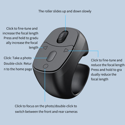 BT 5.3 Remote Control Mouse Video Flipping And Browsing Finger Ring Mouse Scrolling Ring Wireless Camera Shutter Selfie Button