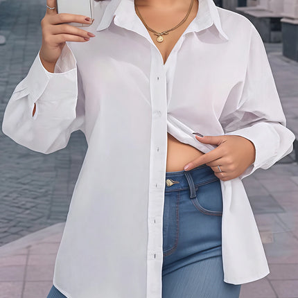 Plus Size Women's Crop Top Shirt Elegant Women's Tie-Front Long-Sleeved Shirt Solid Colour Suitable for Autumn