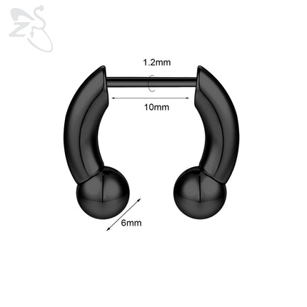 ZS 1PC 16G Buffalo Horn Nose Piercing Stainless Steel Pincher Plug In Septum Ring Stretcher Expander Gold Color Nose Ring 8mm