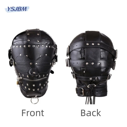 YSJBM Exotic Headgear with Fetish Fully Enclosed Restraint Lockable Zipper Mask Hood for Couple BDSM Bondage Flirting Sex Toys