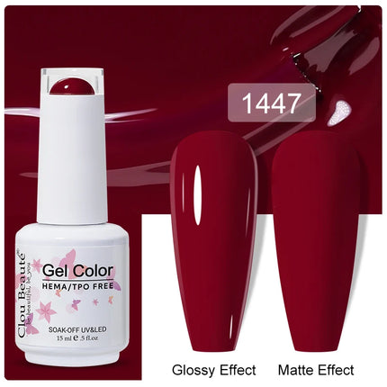 Clou Beaute 15ml Nail Gel Polish Vernis Semi Permanent UV LED Lamp Lakiery Hybrydowe Hema Free Red Nail Art Gel Lacquer Gel