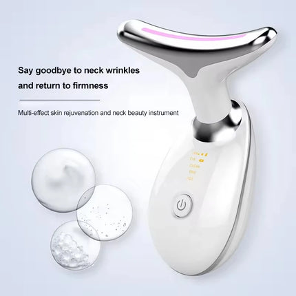 3 in 1 Microcurrent Neck Massager Facial Lift Tighten Face Contour and Smooth Lines Device 3 Color LED Light Beauty Instrument