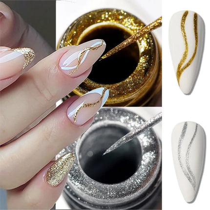 10ml White Nail Liner Gel Polish 3D French Tips Swirls Gel Nail Polish Manicure Soak Off UV Nail Liner Polish with Thin Brush R4