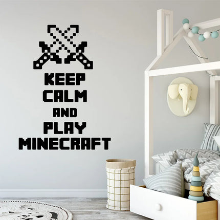 1 pc new Game keep calm and play minecraft Home Decor Wall Stickers For Rooms Decoration Vinyl Mural Decal