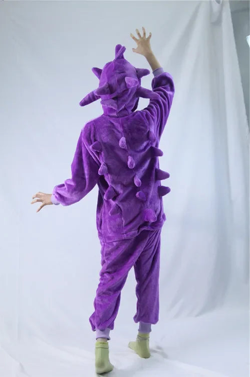 TAKARA TOMY Gengar Costume Onesie Kigurumi Flannel Zipper Women Pajamas Anime Jumpsuit Homewear Halloween Party Set