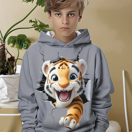Kids Clothes Boys Hoodies Long Sleeve 3D Tigers Print Children Spring Fall Clothes Casual Outdoor Stylish Boy Girl Clothes Tops