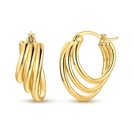 Women original 925 Silver Golden Glowing Firefly Stud Earring Bilayer Round Droplets Heart Gold Hoop Earrings Party Jewelry Gift