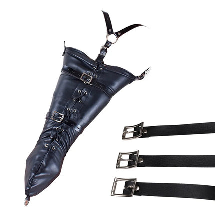 Behind Back Straight Jacket,BDSM Leather Over Shoulder ArmBinder,Adult Sex Bondage Kit Arm Binder Restraint Slave Lockable Glove