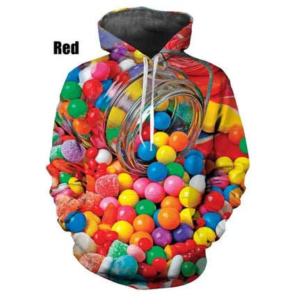 Candy Sugar Graphic Pop Hoodies For Men 3D Sweets Printed Unisex Couple Sweatshirts Kid Cute Pullovers Women Y2k Harajuku Hoodie