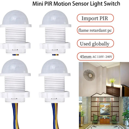 Mini PIR Motion Sensor Light Switch AC 110V- 240V Human Body Pir Infrared Detector Auto On Off Smart Switch Sensor Night Lamp