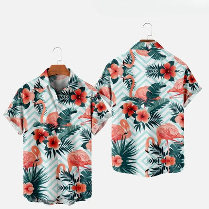 Men's Fashion Summer T-Shirts Hawaiian 3d Print Cozy Casual One Button Shirts Short Sleeve Beach Oversized Shirts
