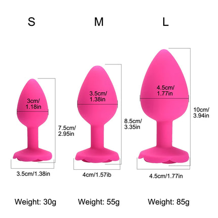 Silicone Butt Plug Anal Plug Women Toys Flower Sex Stopper 3 Sizes Adult Toys Anal Toy for Men Women Anal Trainer for Couples