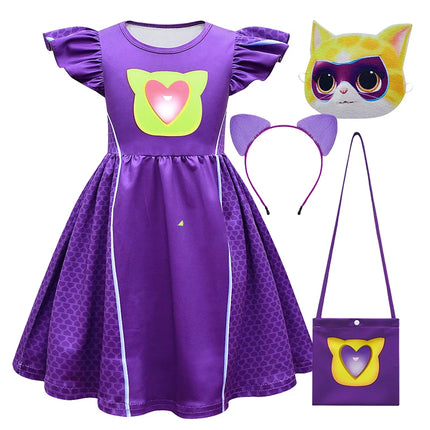 Children Dresses Cosplay SuperKitties Dress for Girls Super Kitties Costume Sparks Girls A-Line Dress Party Gift Ginny Clothing