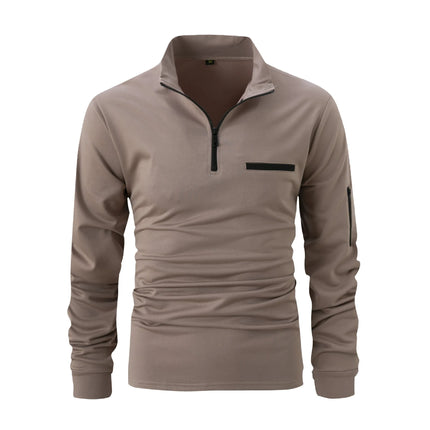 2026 New Spring and Autumn Quick Sell Men's Checker Checkered Stand Collar POLO Shirt Arm Zipper Sports Breathable Polo Shirt