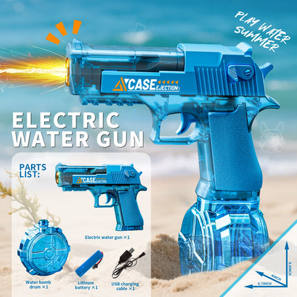 Manual & Electric Water Gun for Kids & Adults, With Lights & Rechargeable Water Blaster for Summer Pool Beach Outdoor Squirt Gun