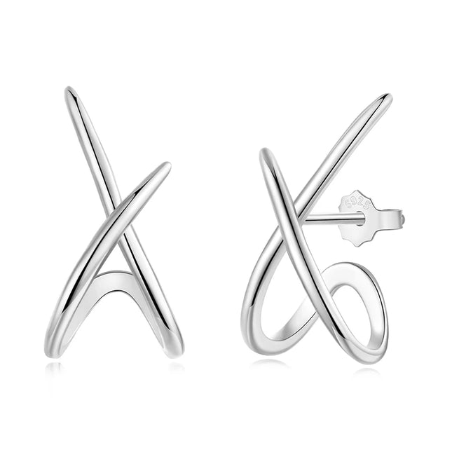 BAMOER 925 Sterling Silver X Stud Earrings for Women, 18K Gold Plated Hypoallergenic Earrings Chic Jewelry Gift for Daily Wear