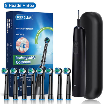 Electric Toothbrush Rotary Rechargeable Electric Toothbrush for Adults Rotating Electric Toothbrushes with 8 Soft Brush Heads