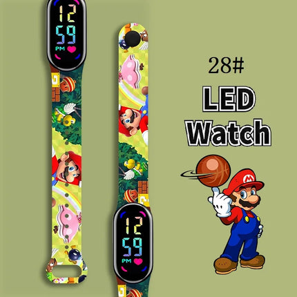 Mario Bros Children's Watches Action Figures Luigi Princess Peach Yoshi Bowser kids Sport Wristband Waterproof Digit
