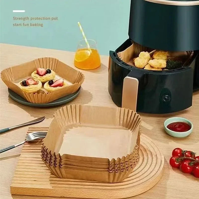 Large Air Fryer Disposable Paper Liner Square 23cm Non-stick Airfryer Parchment Baking Paper for Cooking Steaming Basket