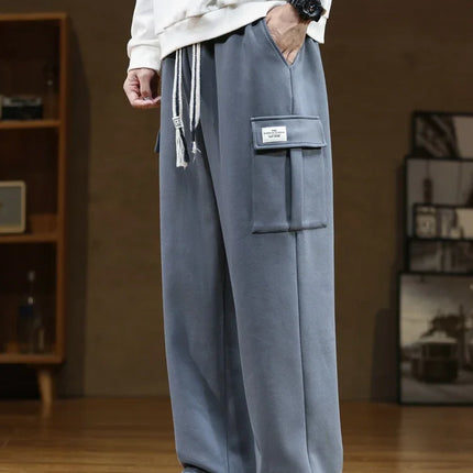 Autumn Sweatpants Cotton Men Baggy Joggers Cargo Pants Korean Neutral Breathable Loose Outdoor Solid color Wide legged Trousers