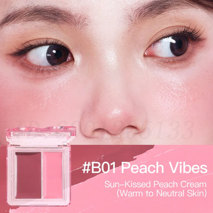 VEECCI Dual-color Watery Blush Cream Multi-functional Matte Cheek Rouge Creamy Moisturizes Longlasting Naturally Brighten Makeup