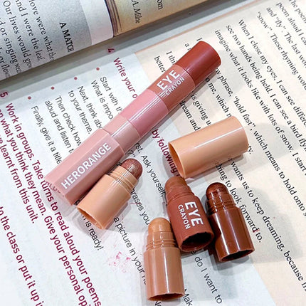 1Pc HERORANGE 4 In 1 Eyeshadow Pencil Kit Velvet Matte Shimmer Highlight Pigment Mini Eye Makeup Cosmetic Set