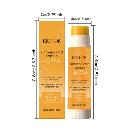 Turmeric Lemon Lip Balm Brightening Moisturizing Softens Lip Skin Protective Lip Care Cream for Dry Chapped Lips Daily Hydrating