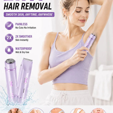 Electric Shaver for Women Portable Mini Rechargeable Epilator Female Painless Electric Razor Women's Dual Head Bikini Trimmer